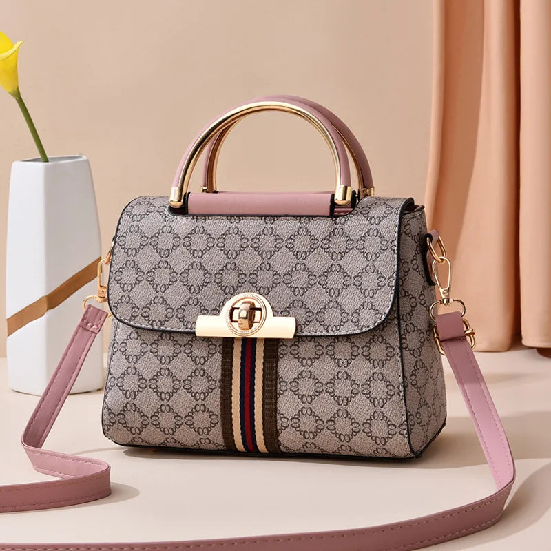 Fashionable geometric printed decorative handbag, elegant and versatile shoulder bag, large capacity crossbody bag