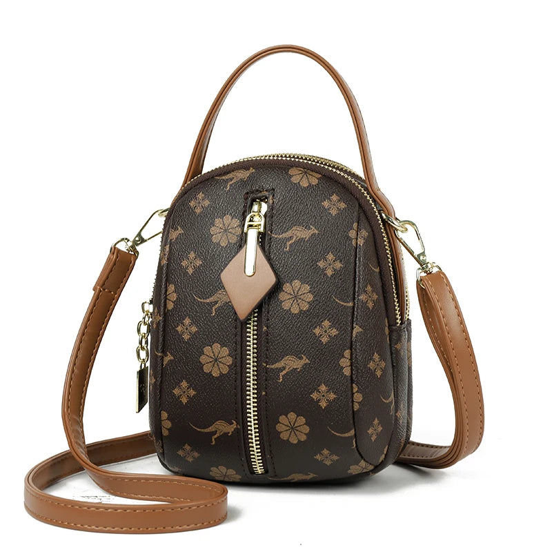 Two Layers Women's Printed Leather Small Shoulder Phone Bags Ladies Handbags Crossbody Bag High Quality Messenger Bag Sac A Main