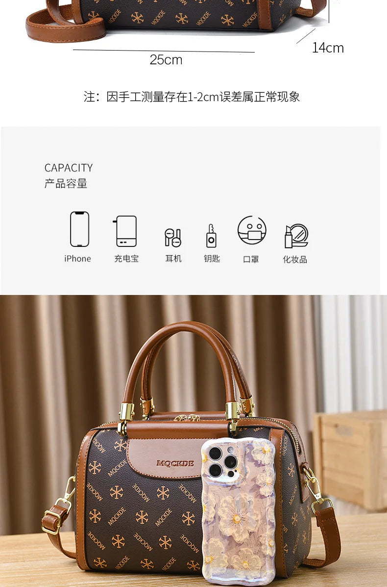 Fashionable Printed Women'S Crossbody Bag Large Capacity Handbag Classic Retro Shoulder Bags Commuting Tote Bag Small Square Bag