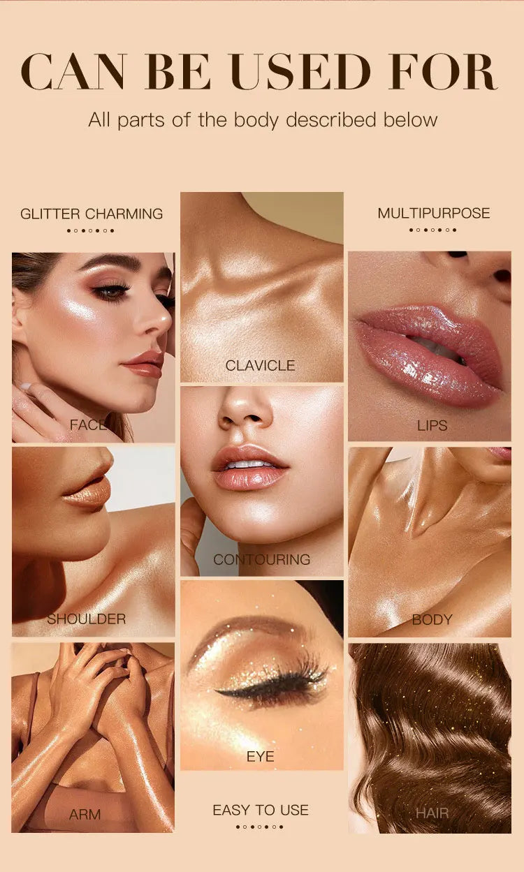 3Color Polvo De Hadas Fairy Dust Highlight Patting Shining Powder Full Body Silhouette and Collarbone Suitable for Face and Eyes