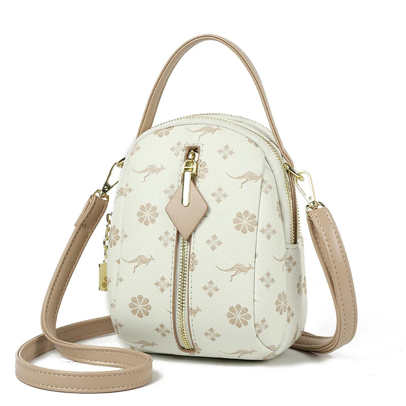 Two Layers Women's Printed Leather Small Shoulder Phone Bags Ladies Handbags Crossbody Bag High Quality Messenger Bag Sac A Main
