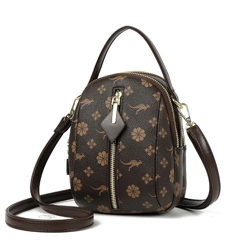 Two Layers Women's Printed Leather Small Shoulder Phone Bags Ladies Handbags Crossbody Bag High Quality Messenger Bag Sac A Main