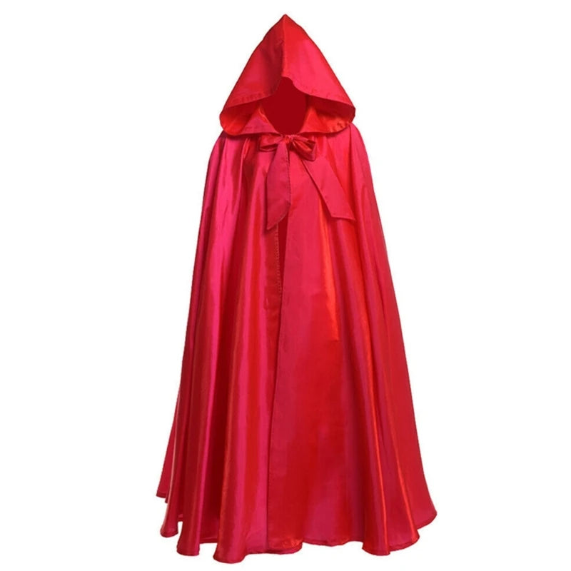 Halloween Party Costume Women Men Adult Long Robe Hooded Cloak Witchcraft Christmas Holiday Solid Color Medieval Cape