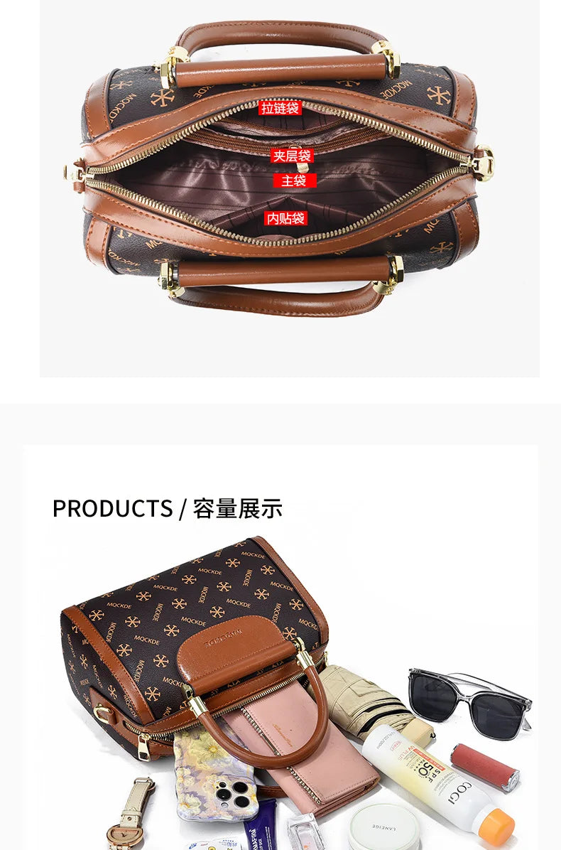 Fashionable Printed Women'S Crossbody Bag Large Capacity Handbag Classic Retro Shoulder Bags Commuting Tote Bag Small Square Bag