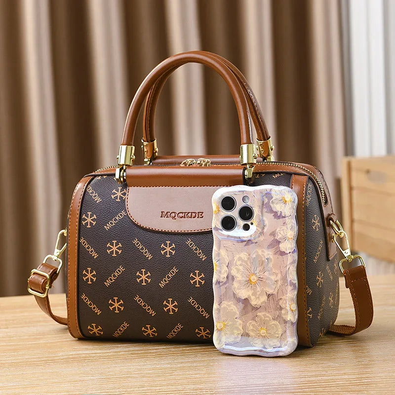 Fashionable Printed Women'S Crossbody Bag Large Capacity Handbag Classic Retro Shoulder Bags Commuting Tote Bag Small Square Bag