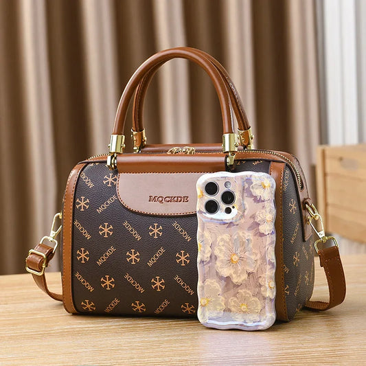 Fashionable Printed Women'S Crossbody Bag Large Capacity Handbag Classic Retro Shoulder Bags Commuting Tote Bag Small Square Bag
