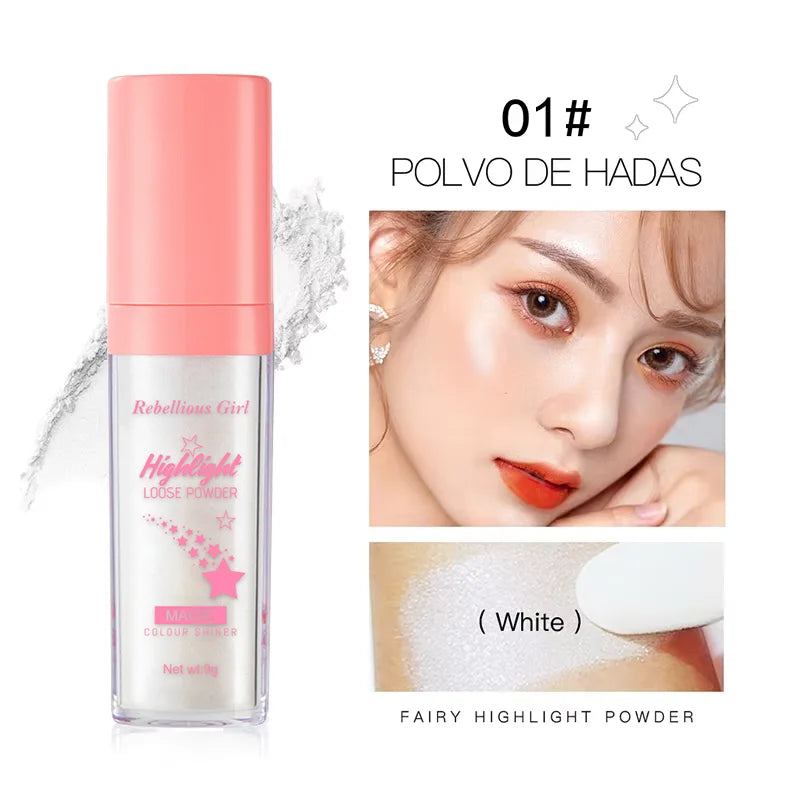 3Color Polvo De Hadas Fairy Dust Highlight Patting Shining Powder Full Body Silhouette and Collarbone Suitable for Face and Eyes
