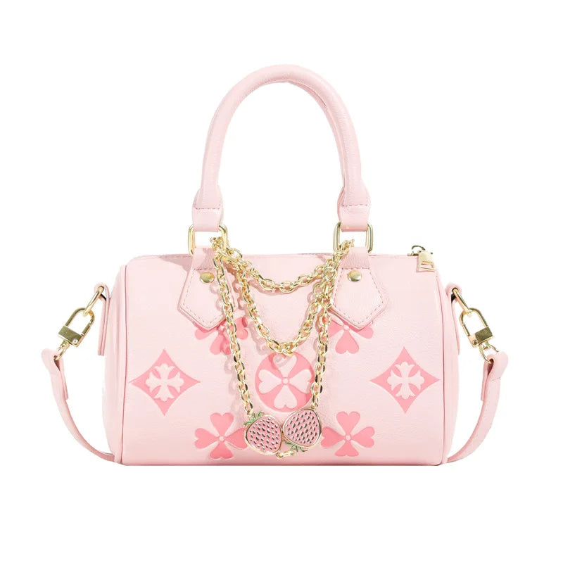 Four leaf strawberry diamond pendant chain bag, women's shoulder bag, simple commuting crossbody bag, armpit bag
