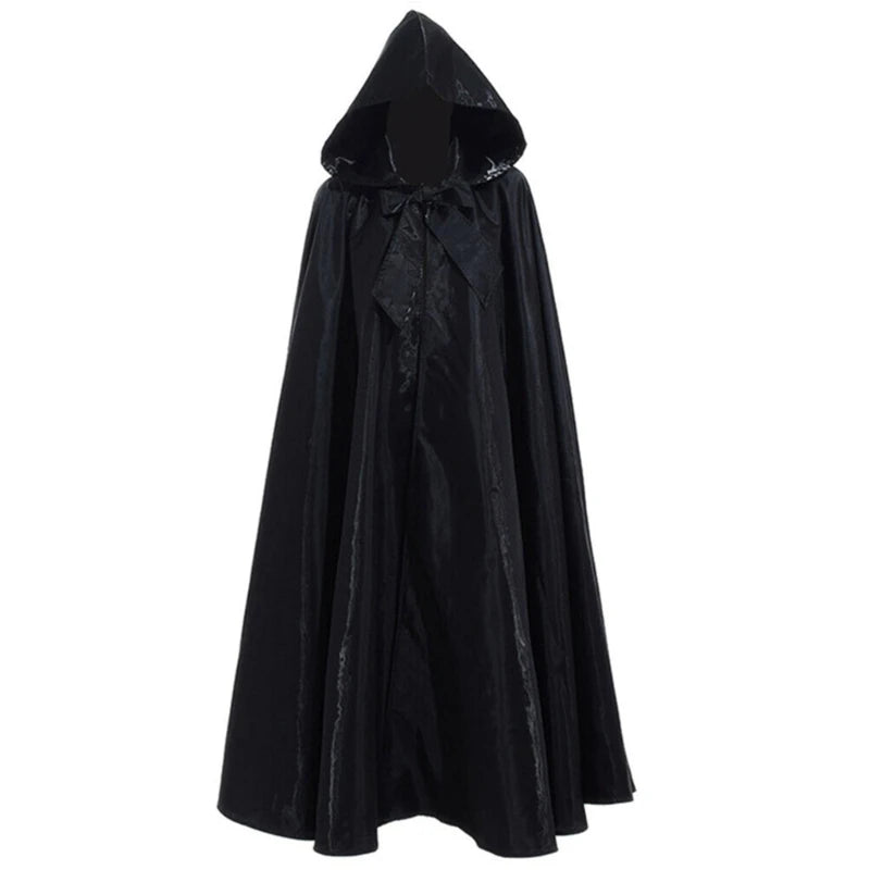 Halloween Party Costume Women Men Adult Long Robe Hooded Cloak Witchcraft Christmas Holiday Solid Color Medieval Cape