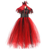 Halloween Vampire Costume for Girls Devil Witch Gothic Puffy Mesh Clothes Demon Vampires Queen Cosplay Carnival Party Dress