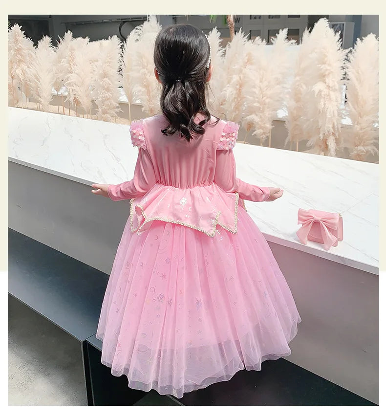 Halloween Costumes Kids Pink Girls Party Dresses Girl Aurora Princess Gown Sleeping Beauty Cosplay Costume Fantasy Disguise Sets