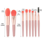 Set of 8 Soft Bristle Make Up Brushes Premium Synthetic With Bag Eyeshadow Brush Eye Facial Beauty Foundation Brush