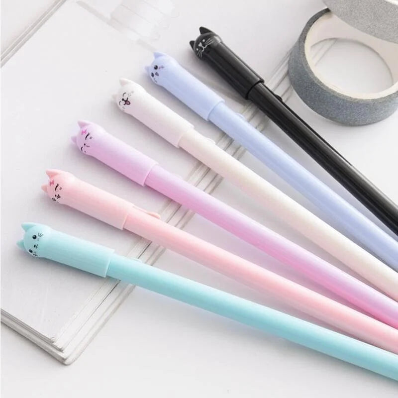 6 Piece Cute Creative Black Cat Gel Pen Stationery