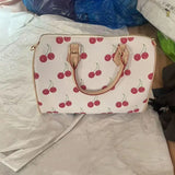 JIAERDI Large Capacity Cherry Cylindrical Handbag Women Sweet Cute Handle Pillow Bag Purse Female Retro Casual Crossbody Bags