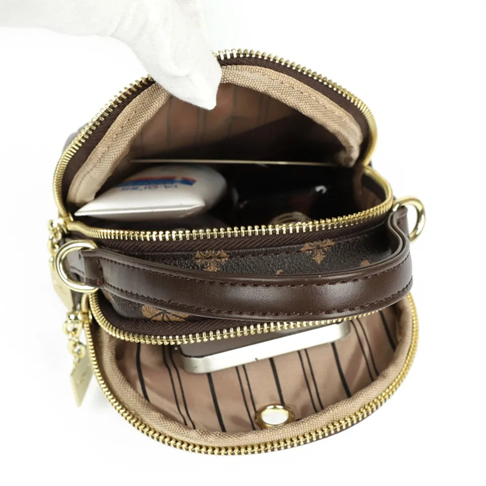 Two Layers Women's Printed Leather Small Shoulder Phone Bags Ladies Handbags Crossbody Bag High Quality Messenger Bag Sac A Main