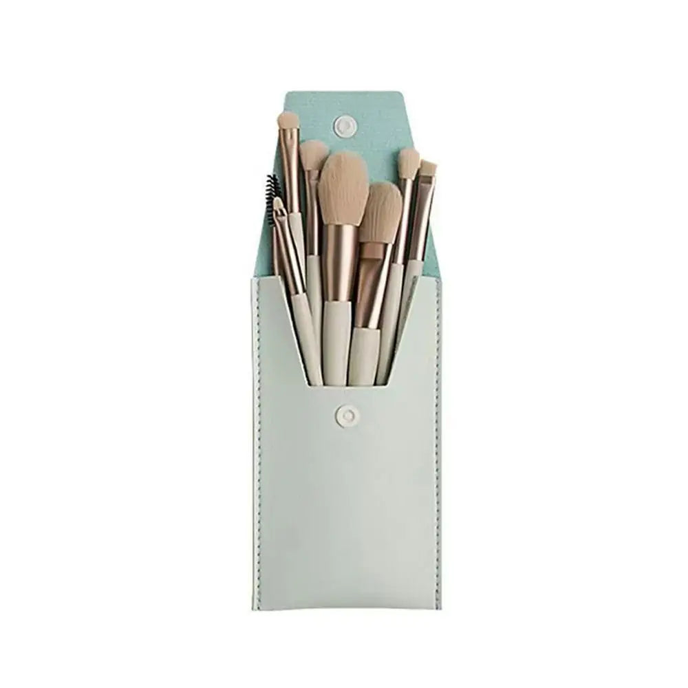 Set of 8 Soft Bristle Make Up Brushes Premium Synthetic With Bag Eyeshadow Brush Eye Facial Beauty Foundation Brush