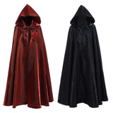 Halloween Party Costume Women Men Adult Long Robe Hooded Cloak Witchcraft Christmas Holiday Solid Color Medieval Cape