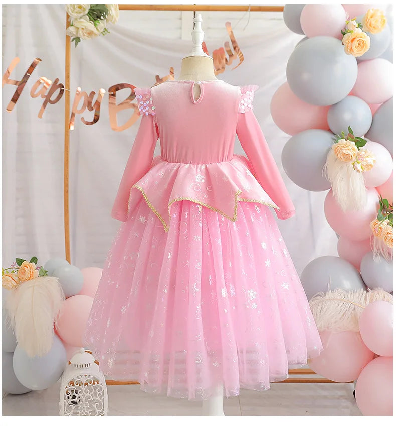 Halloween Costumes Kids Pink Girls Party Dresses Girl Aurora Princess Gown Sleeping Beauty Cosplay Costume Fantasy Disguise Sets
