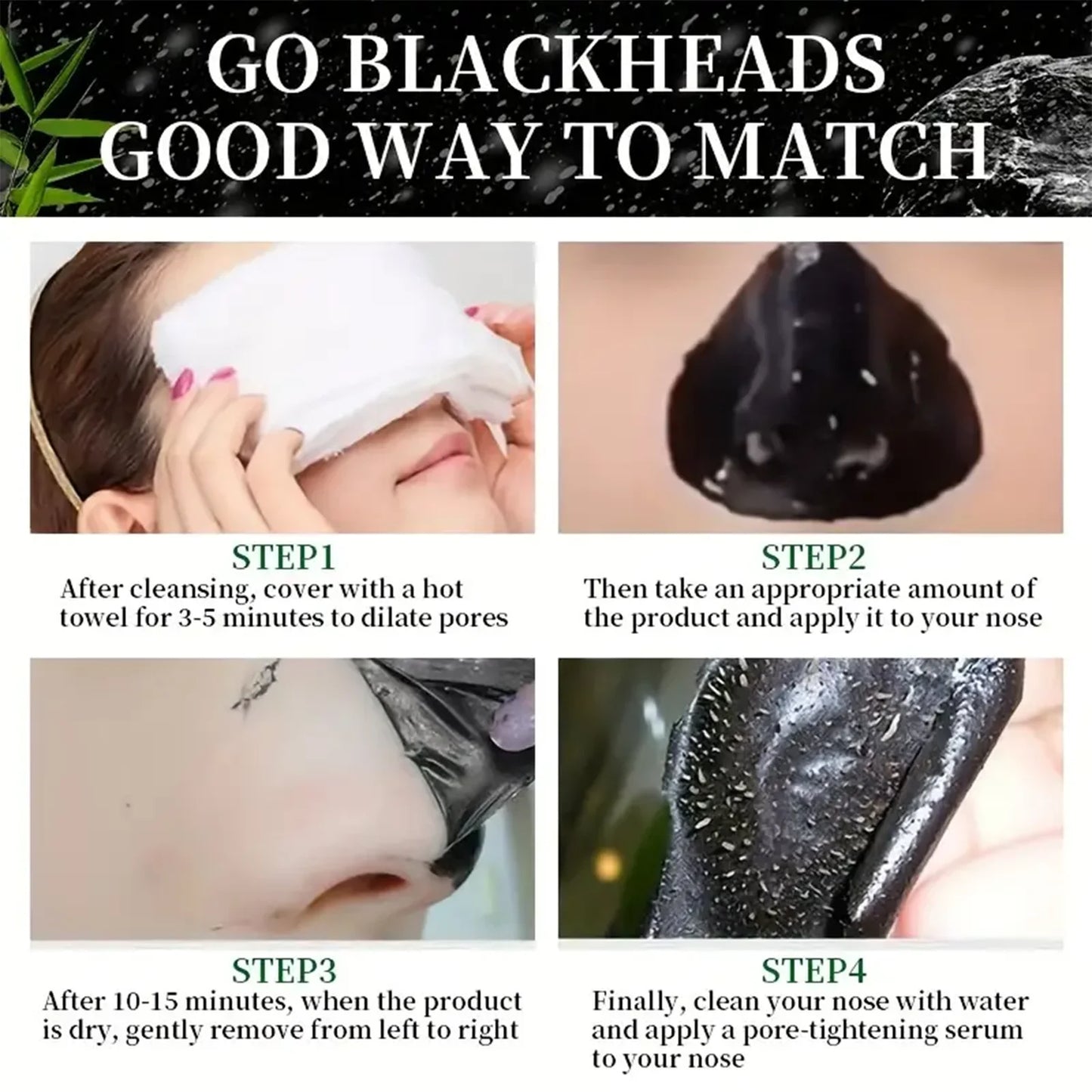 Bamboo charcoal cleansing mask Blackhead Removal Deep Mask Deep Cleansing Cleansing Exfoliating Mask Treatment Black Mask