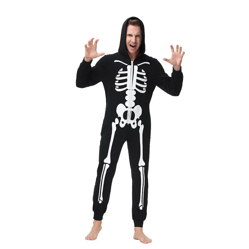 Halloween Cosplay Horror Skeleton Fluorescence Printing Costumes Adult Kids Death Skull Ghost Party Pajamas Parent Child Outfit