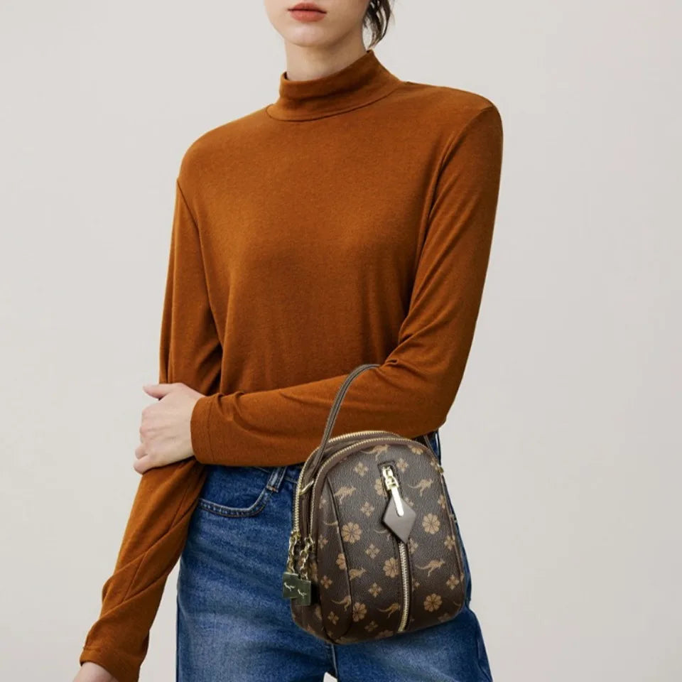 Two Layers Women's Printed Leather Small Shoulder Phone Bags Ladies Handbags Crossbody Bag High Quality Messenger Bag Sac A Main