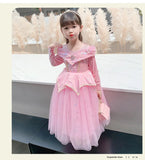 Halloween Costumes Kids Pink Girls Party Dresses Girl Aurora Princess Gown Sleeping Beauty Cosplay Costume Fantasy Disguise Sets