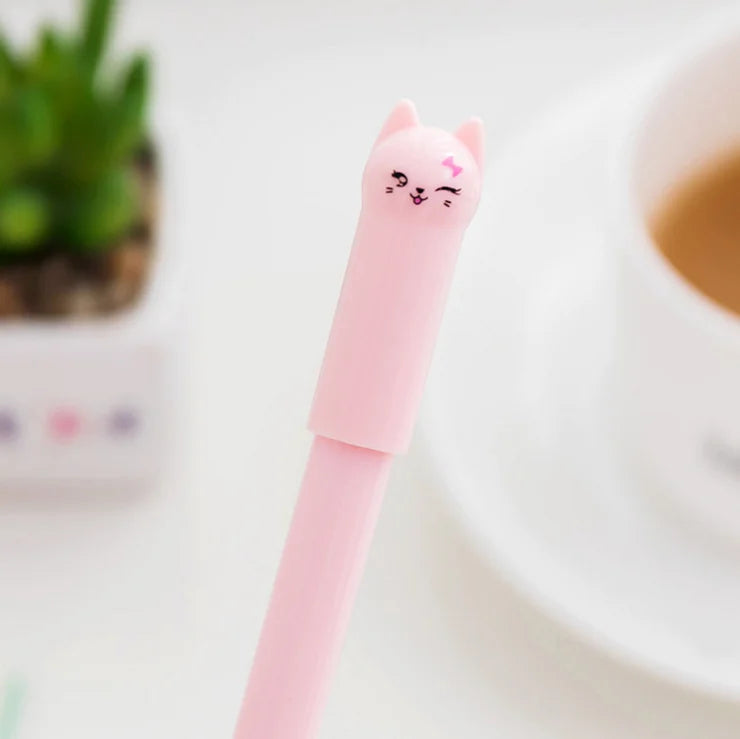 6 Piece Cute Creative Black Cat Gel Pen Stationery