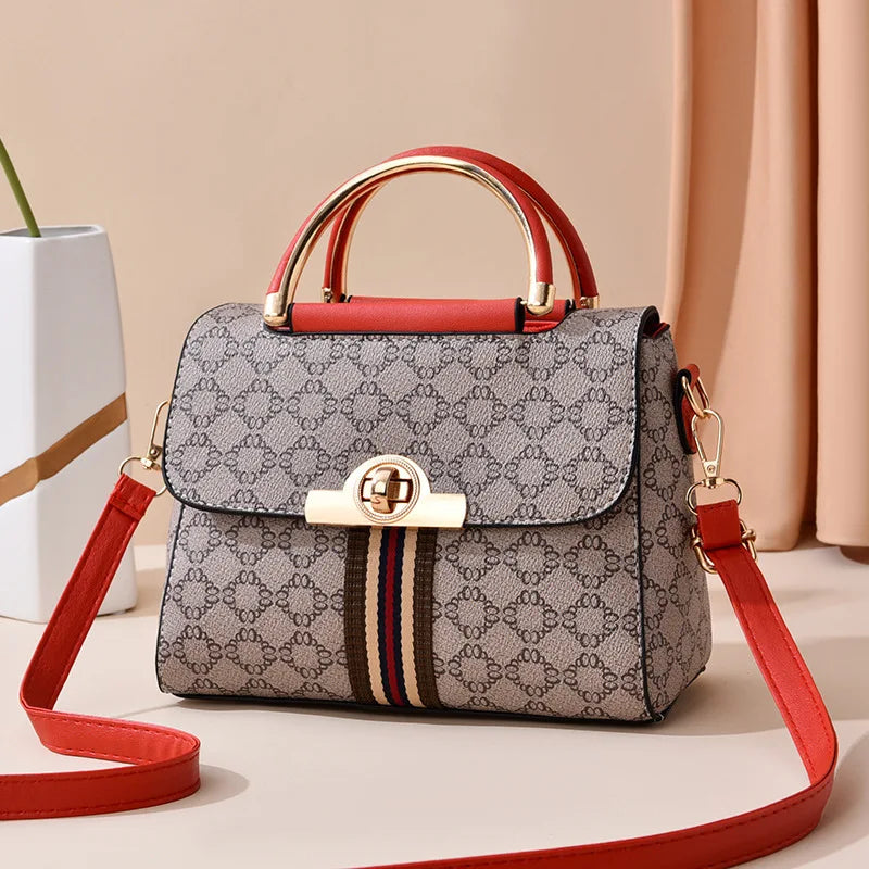 Fashionable geometric printed decorative handbag, elegant and versatile shoulder bag, large capacity crossbody bag