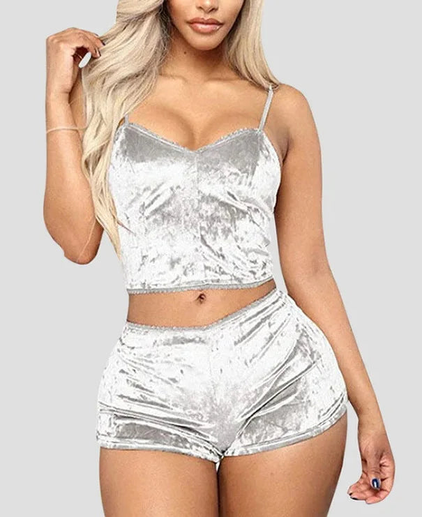 Pajamas Set Women Sexy Pink Red Silk Satin Velvet Pijamas Sleep Wear Robe Nightwear Sexy Lingerie  Sets Sleepwear