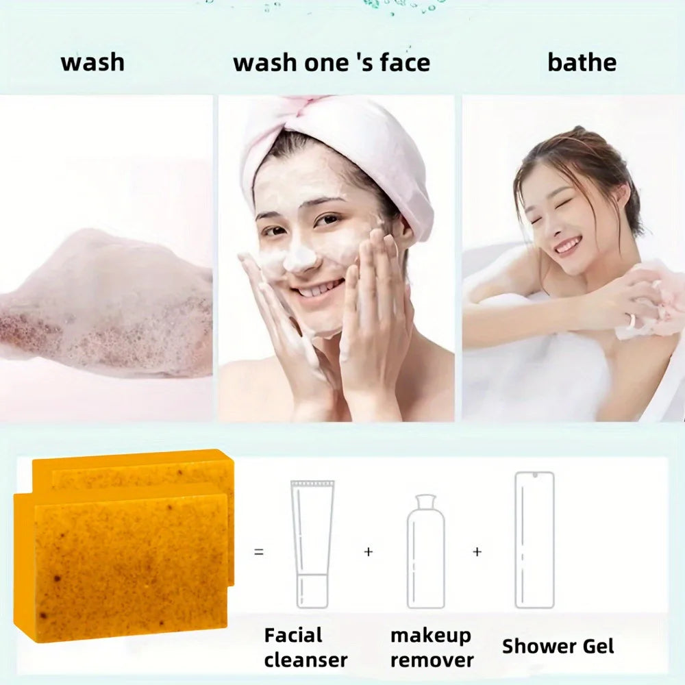 1/2/4/6Pcs Turmeric Kojic Acid Handmade Soap Scrub for Exfoliation, Moisturizing, Deep Cleansing, Spot Removal, Acne Removal