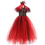 Halloween Vampire Costume for Girls Devil Witch Gothic Puffy Mesh Clothes Demon Vampires Queen Cosplay Carnival Party Dress