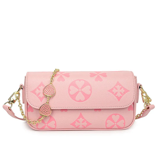 Four leaf strawberry diamond pendant chain bag, women's shoulder bag, simple commuting crossbody bag, armpit bag