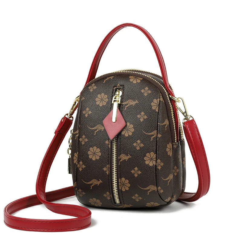 Two Layers Women's Printed Leather Small Shoulder Phone Bags Ladies Handbags Crossbody Bag High Quality Messenger Bag Sac A Main